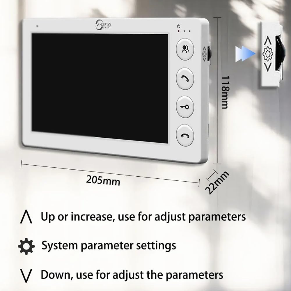Wired Video Apartment Intercom System,2/3/4/5/6/8/10/12 Units Family 7 inch Monitor Video Door Phone Kit,Indoor Outdoor Video Doorbell,2 Way Audio for Home (1 Doorbell + 6 Monitor)