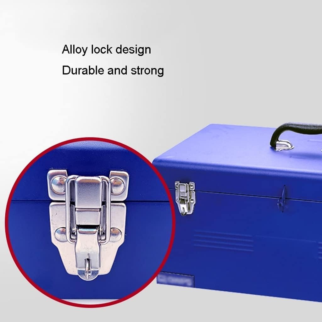 Portable Tool Box Toolbox Industrial Grade Thickened Toolbox Portable Household Toolbox Storage Box with Alloy Lock (Blue) Small Parts Box (Color : B)