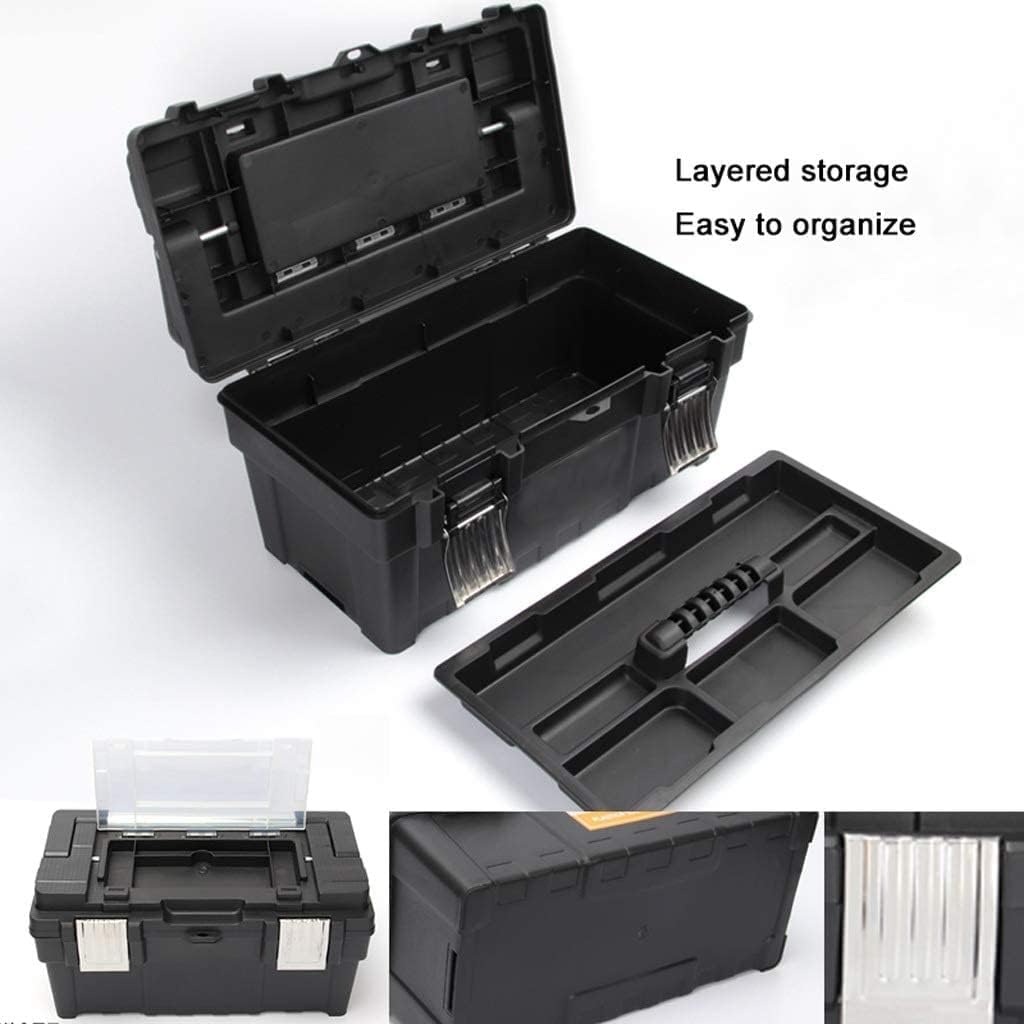 LIOONS Tool Box 2 Layer Plastic Alloy Long Handle Tool Boxes Portable Tool Kit Removable Tray Lightweight Storage Case Tool Kit
