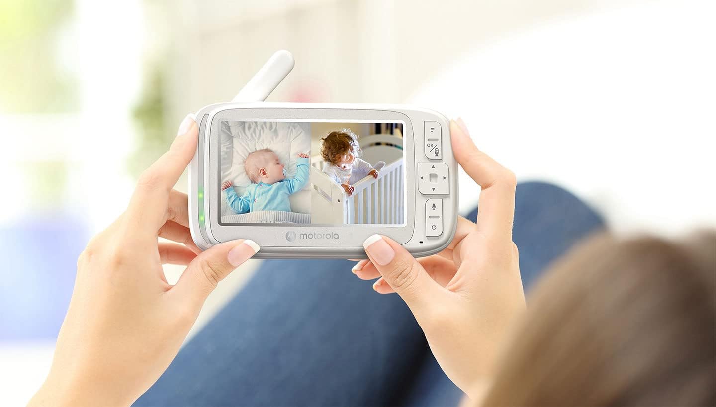 Motorola Nursery Video Baby Monitor with 2 Cameras, 5' Screen, 2-Way Audio, Night Vision, Temperature Sensor, No WiFi,1000ft Range, Lullabies, VM75-2