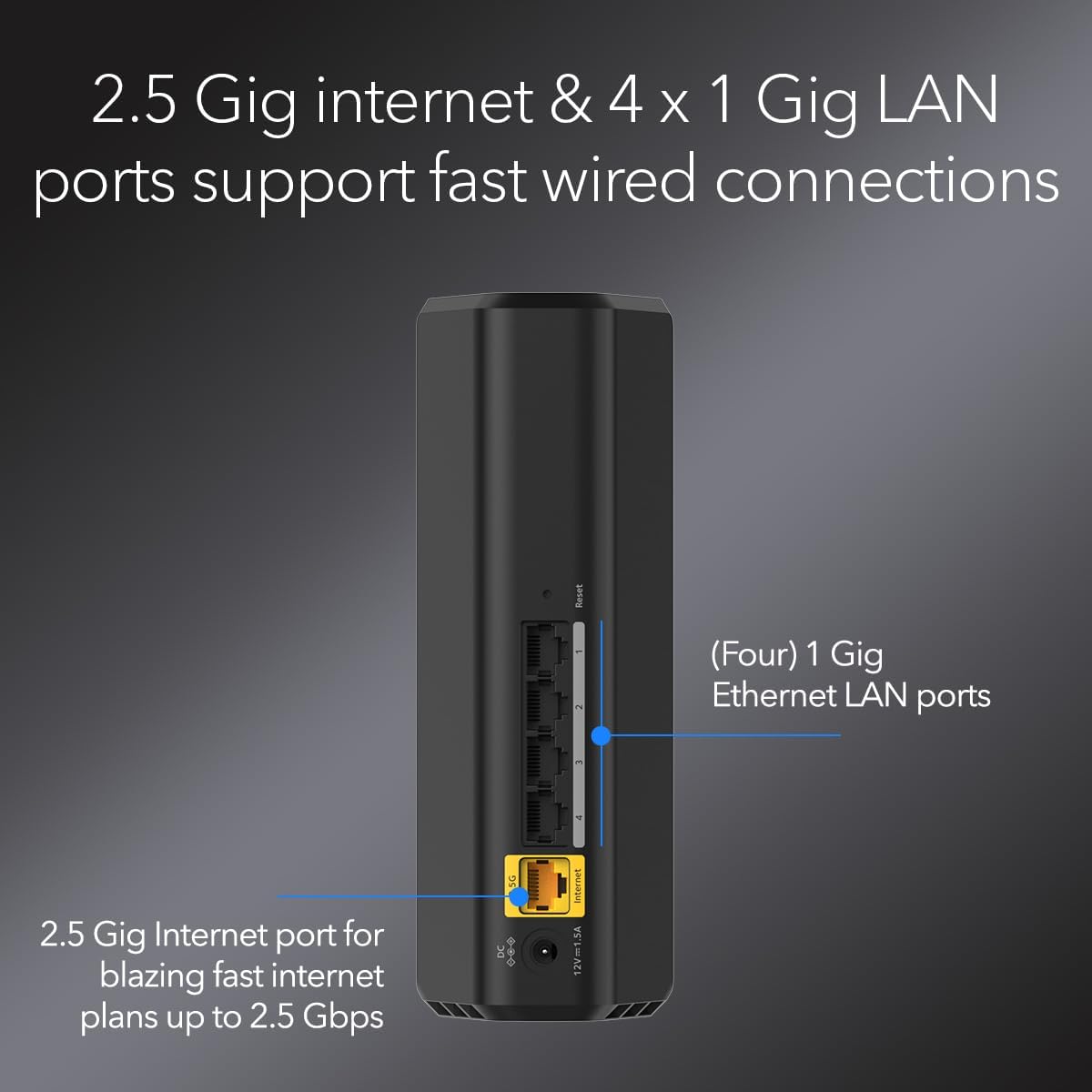 NETGEAR Nighthawk Dual-Band WiFi 7 Router (RS100) – Router Only, BE3600 Wireless Speed (up to 3.6 Gbps) - Covers up to 2,000 sq. ft., 50 Devices – 2.5 Gig Internet Port - Free Expert Help