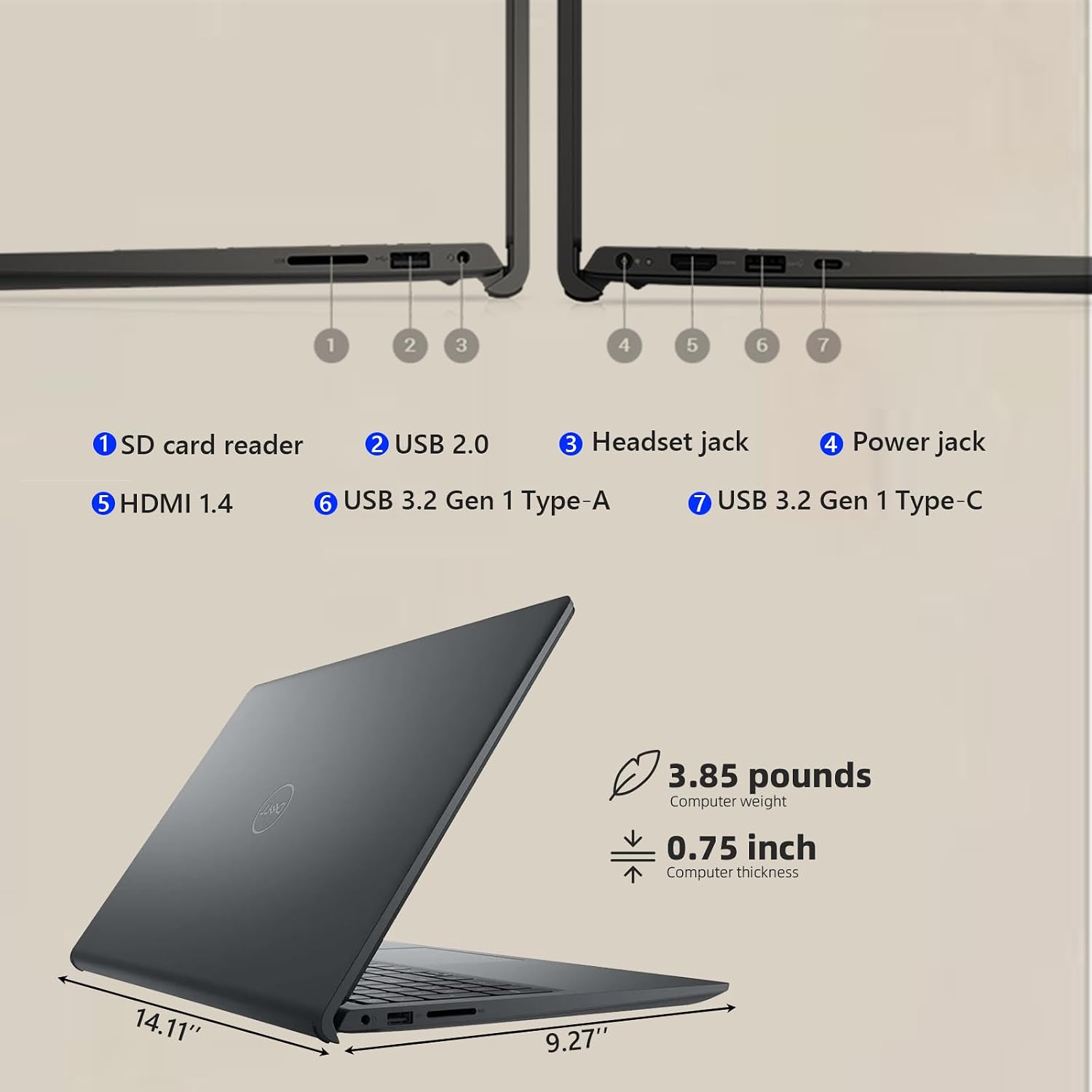 Dell 2025 15.6'' FHD Touchscreen Laptop Computer - 13th Gen Intel 10-Core i7-1355U Processor, 32GB RAM, 1TB SSD, Numeric Keypad, HDMI, Wi-Fi 6,Win11 Pro for Business & Students