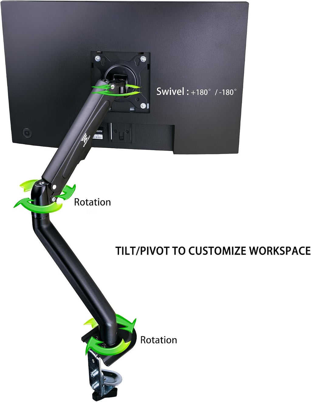 HP Series 3 Pro 27' FHD IPS Monitor with 5ms Response Time, Anti Glare, Flicker Free, VESA Mount (100 x 100 mm), Displayport, HDMI, Black Color with DKZ Hub & ErgoFlexy Single Monitor Mount