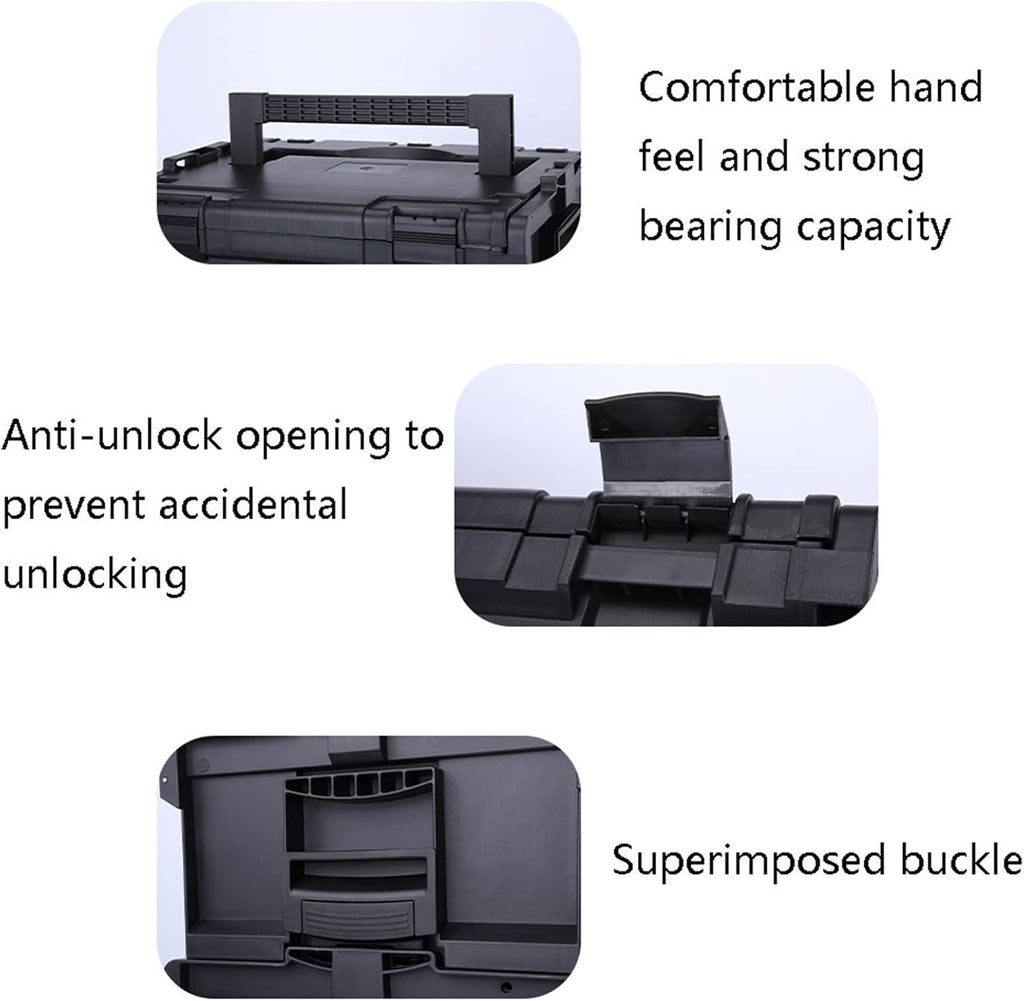 Portable Tool Box Portable Tool Box Organizers, Stackable Plastic Storage Toolbox, Multifunction Tool Case Organizer for Outdoor Home Small Parts Box (Size : M)