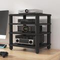 Desktop Video Audio Rack AV Media Stand with Wooden Shelf, Open Stereo Cabinet Corner Component Cabinet, Portable Media Storage Cabinet for Computer Desk,Black,4 Tier W 19.7″