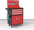 Multifunctional Rolling Tool Chest with Wheels, Tool Storage Cabinet with 5 Drawer, Large Metal Tool Box Organizer with Lock, Tool Cart on Wheels for Garage(Red)