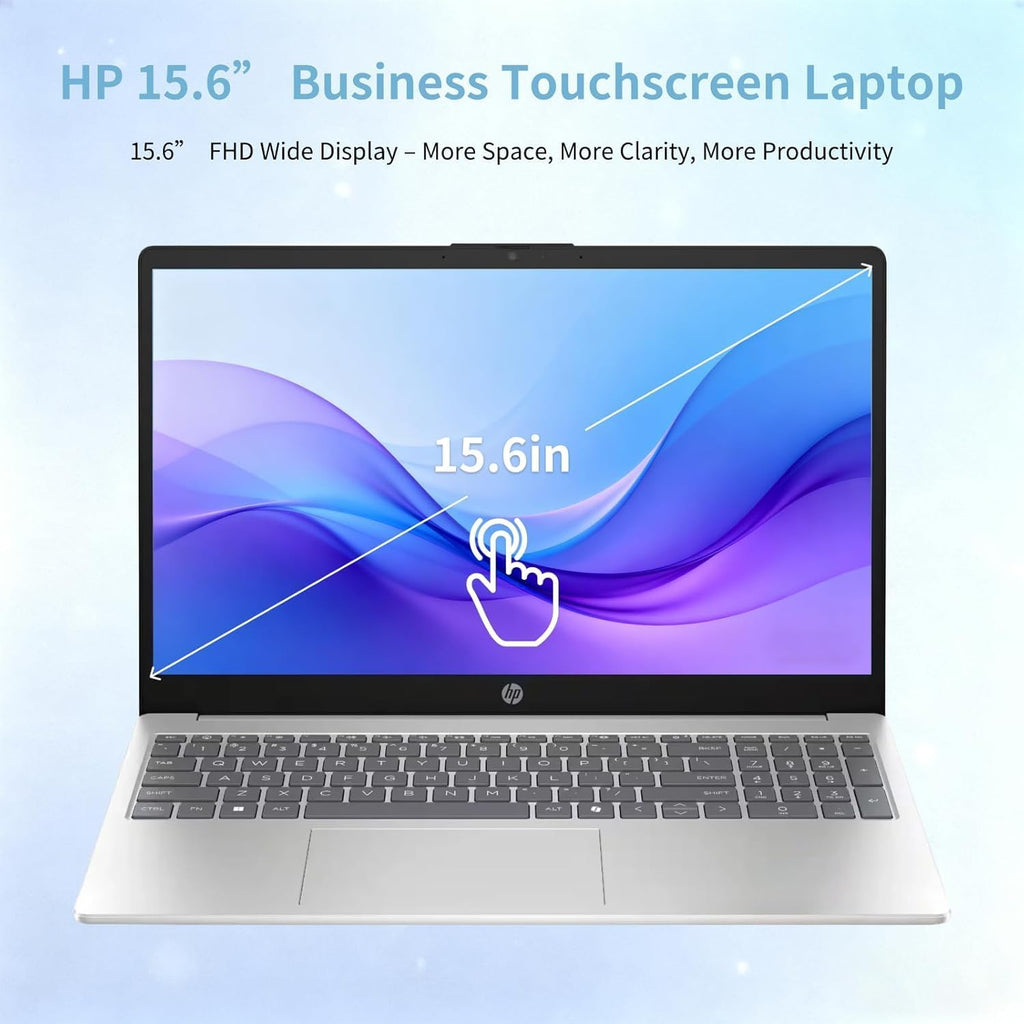 HP 15 Touchscreen Laptop Computer - 15.6' FHD IPS, Intel 10-Core i7 1355U CPU, 16GB RAM + 512GB SSD, Intel Iris Xe Graphics, Numeric Pad, WIFI6, Copilot AI PC, Win11 Pro, w/Accessoires