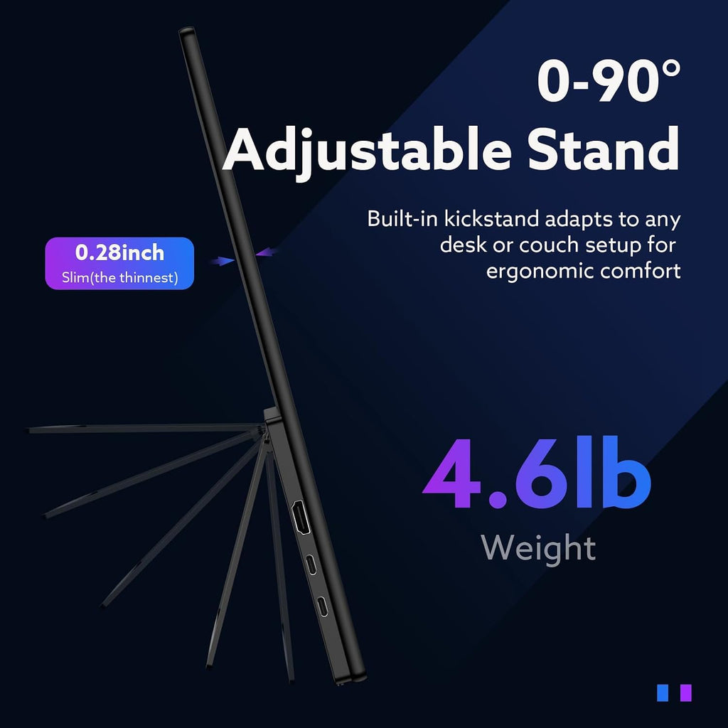 23.8'' Portable Monitor 2.5K 180Hz QHD 1440p, VESA USB-C HDMI Laptop Screen Extender, Built-in Stand Speakers for Laptop Mac PS4/5 Xbox Switch