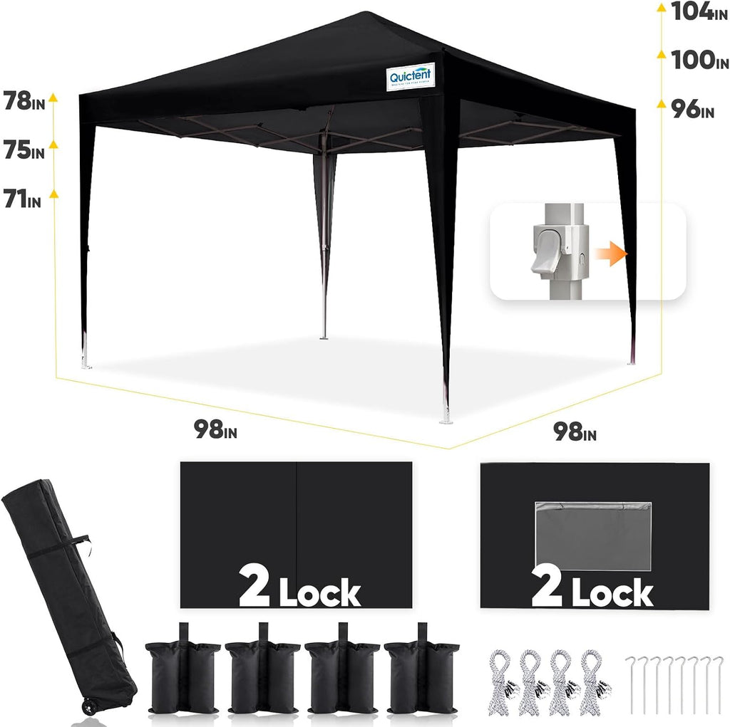 Quictent Privacy 8x8 Pop up Canopy Tent with Sidewalls and Roll-up Ventilated Windows, One Person Easy Setup, Outdoor Commercial Gazebo Shelter Enclosed Waterproof, Bonus 4 Sandbags
