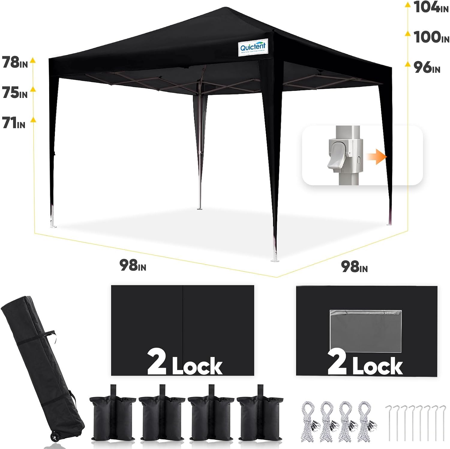 Quictent Privacy 8x8 Pop up Canopy Tent with Sidewalls and Roll-up Ventilated Windows, One Person Easy Setup, Outdoor Commercial Gazebo Shelter Enclosed Waterproof, Bonus 4 Sandbags