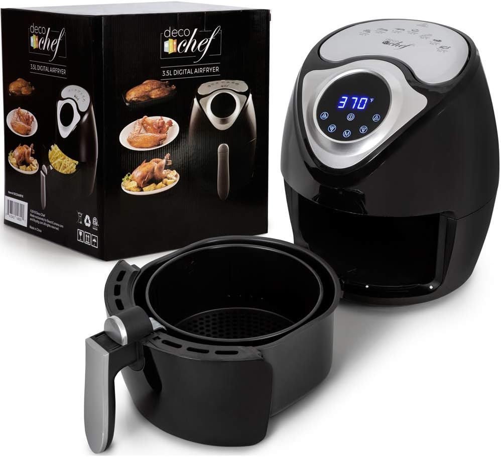 Deco Chef 3.7QT Electric Oil-Free Digital Air Fryer for Healthy Frying (DAIRFR) w/Oven Mitt Heat Resistant and Spice Mill