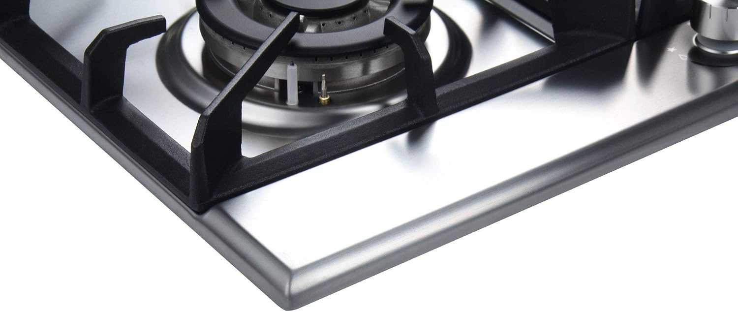 K&H 4 Burner 24 Inch Built-in LPG Gas Stove Top Stainless Steel Surface Cast Iron Cooktop UL/ETL Certified 4-24-SSW-LPG