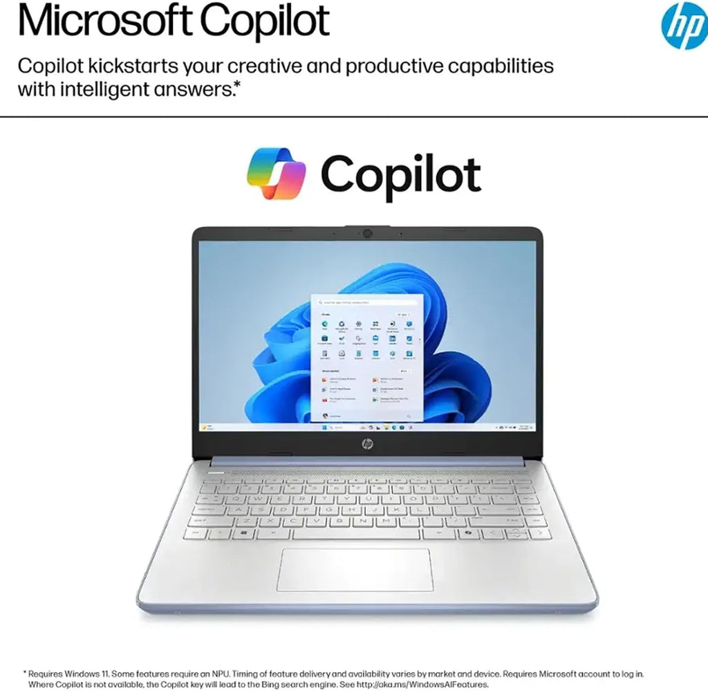 HP Student Business Laptop Computer - Intel Processor N150, 14 inch HD Display, AI-Powered, Lightweight, Windows 11 Pro, Webcam, w/Accessories, 16GB RAM, 256 GB Storage(128GB UFS+128GB MSD), Blue