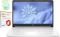 HP 14' LED Business Laptop Computer, 16GB RAM 320GB Storage (64GB eMMC+256GB SD Card), Intel Quad-Core N4120, Windows 11 S Laptop with 1-Year Microsoft Office 365, PLUSERA Earphones, White