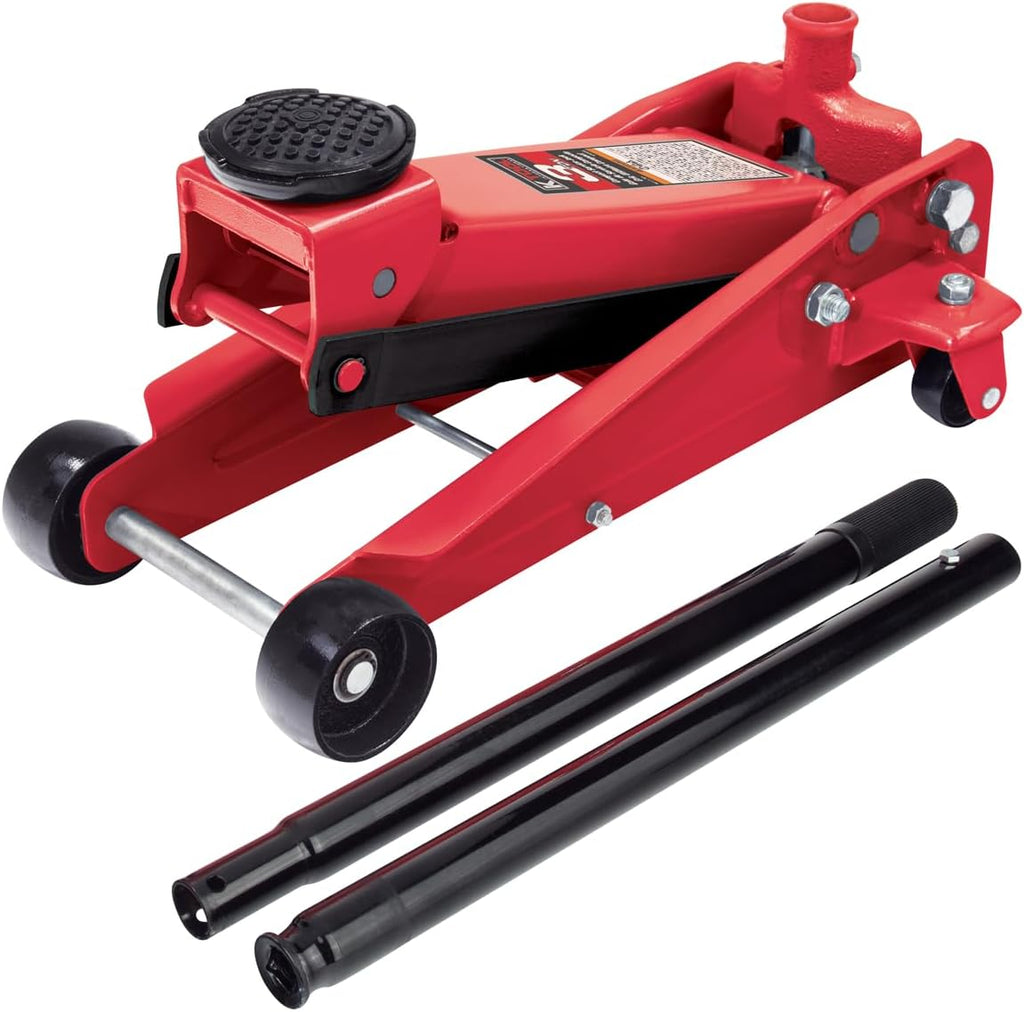 K Tool International 63131B 3 Ton Automotive Service Floor Jack for Garages, Repair Shops, and DIY, Portable, Compact, 6,000 lbs. Capacity, Hydraulic Lifting Range 5.5' - 8.75', Heavy Duty Steel, Red