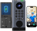 Smart Door Lock with Camera Deadbolt with Video Doorbell PIR Motion Detection Front Door Lock with Fingerprint Keypad Code Long-Lasting Battery Built-in Wi-Fi No hub Required No Drilling