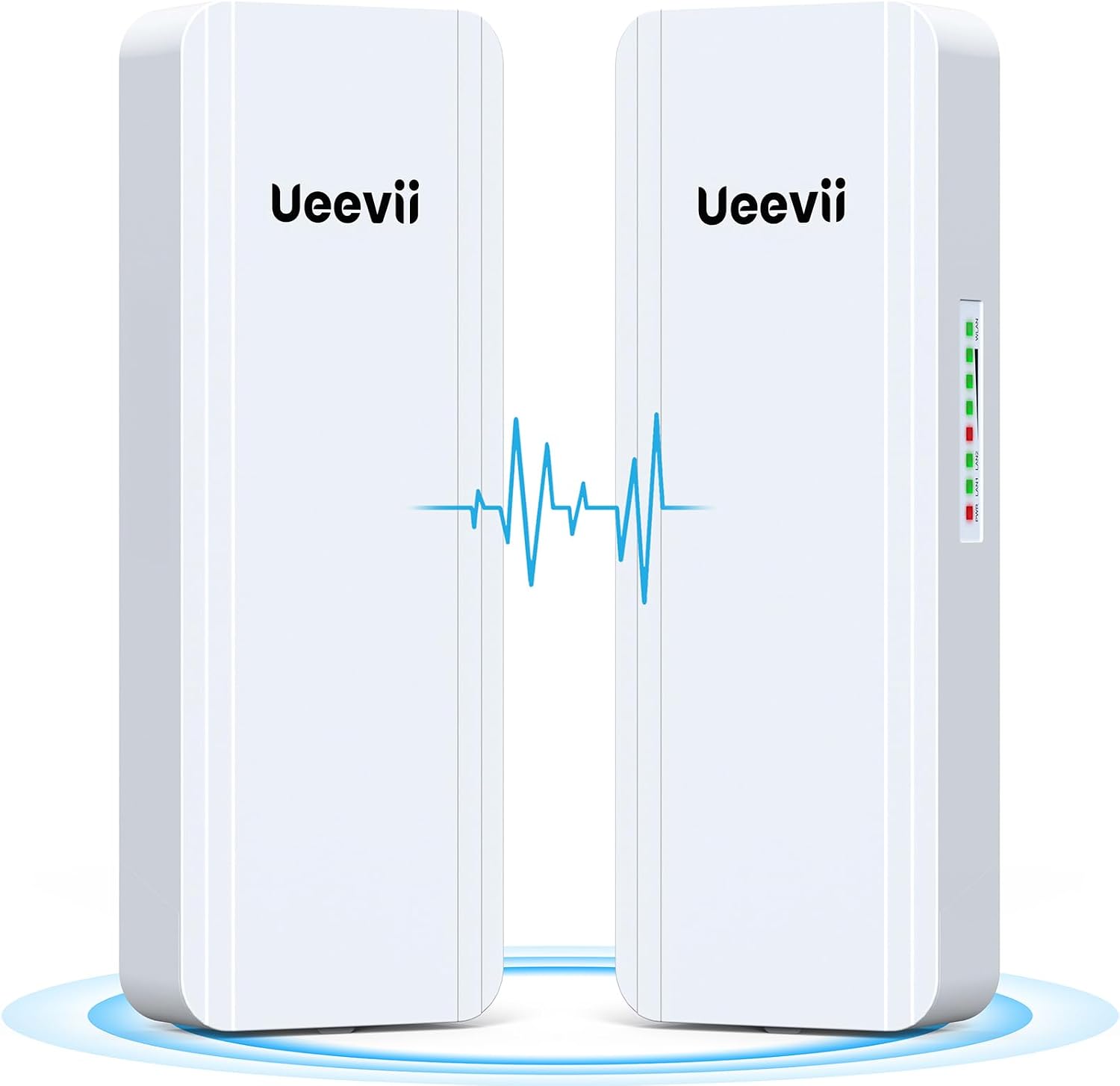 UeeVii 2.4G & 5G Dual Band Wireless Bridge, IP65 Outdoor Point to Point WiFi Bridge CPE5824 with 2 1000Mbps RJ45 Port,16dBi High-Gain Antenna, 5KM Long Range, 24V PoE Power, for Barn Shop Garage