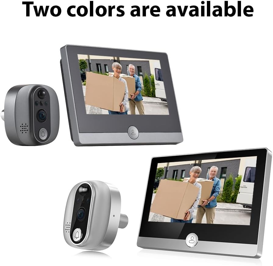 WiFi 1080P Video Doorbell Camera, 2.4GHz Peephole Camera Door Viewer with 4.3inch LCD Display, 120 Degree View Angle, Night Vision, Motion Detection, 2-Way Audio, Rechargeable Battery
