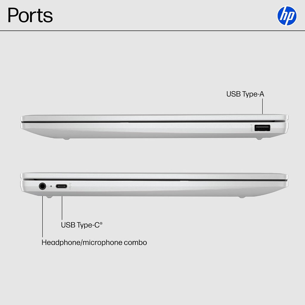 HP Chromebook 14 inch Laptop, HD Display, Intel Processor N100, 4 GB RAM, 64 GB eMMC, Intel UHD Graphics, Chrome OS, Glacier Silver, 14a-nf0019nr