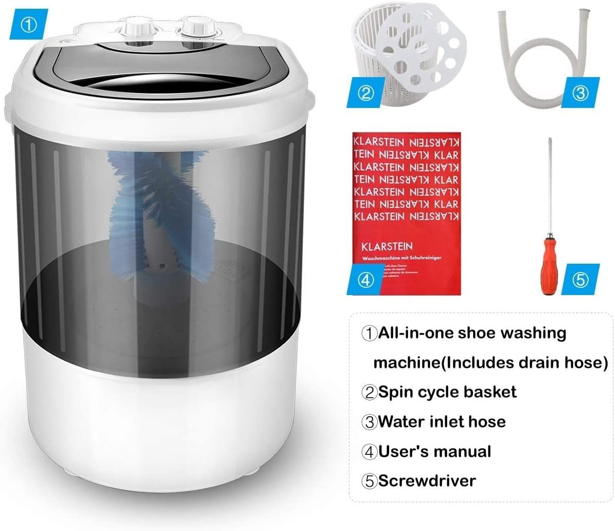 Mini Shoe Washing Machine - Portable 3 in 1 for Children With Rotary Controller