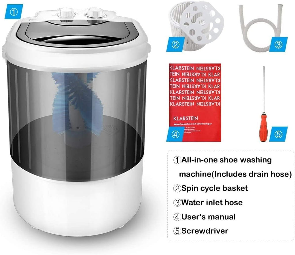 Portable Mini Washing Machine Wash Shoes Wash Clothes and Spin-dry, Semi-Automatic, 10 lbs Capacity,Mini Washer for Apartments Camping Dorms Business Trip College Rooms (Color : Black)