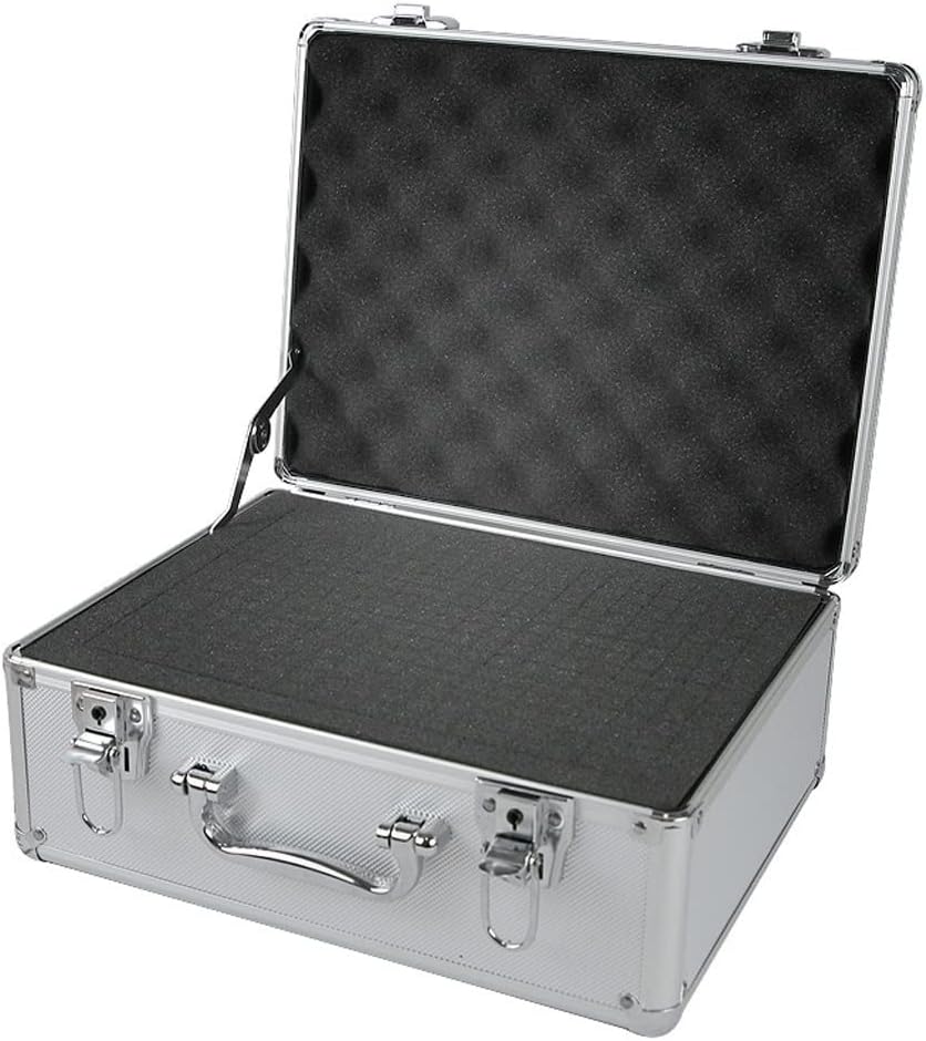 Portable Tool Box Aluminum Tool Box Black Foam Insert Suitcase Briefcase Tool Box Home Portable Tool Box Repair Tool Storage Box Small Parts Box (Color : Gray)