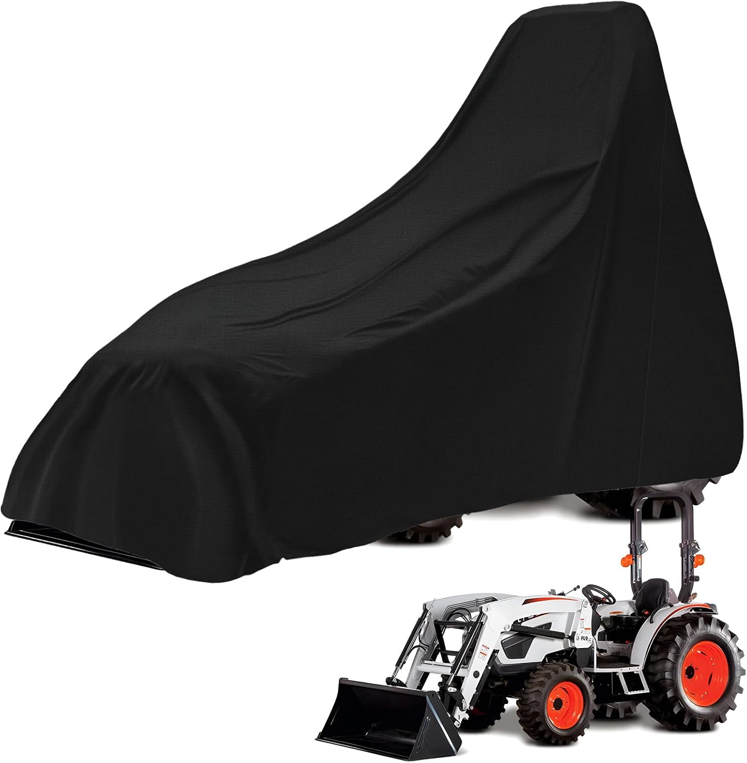 Waterproof Tractors Cover Fit Most Campact Utility Tractors with 60-100 HP, 600D Oxford Cloth Tractors Cover for Snow Rain Dust Protection, 185 L x 78 W x 98 H in