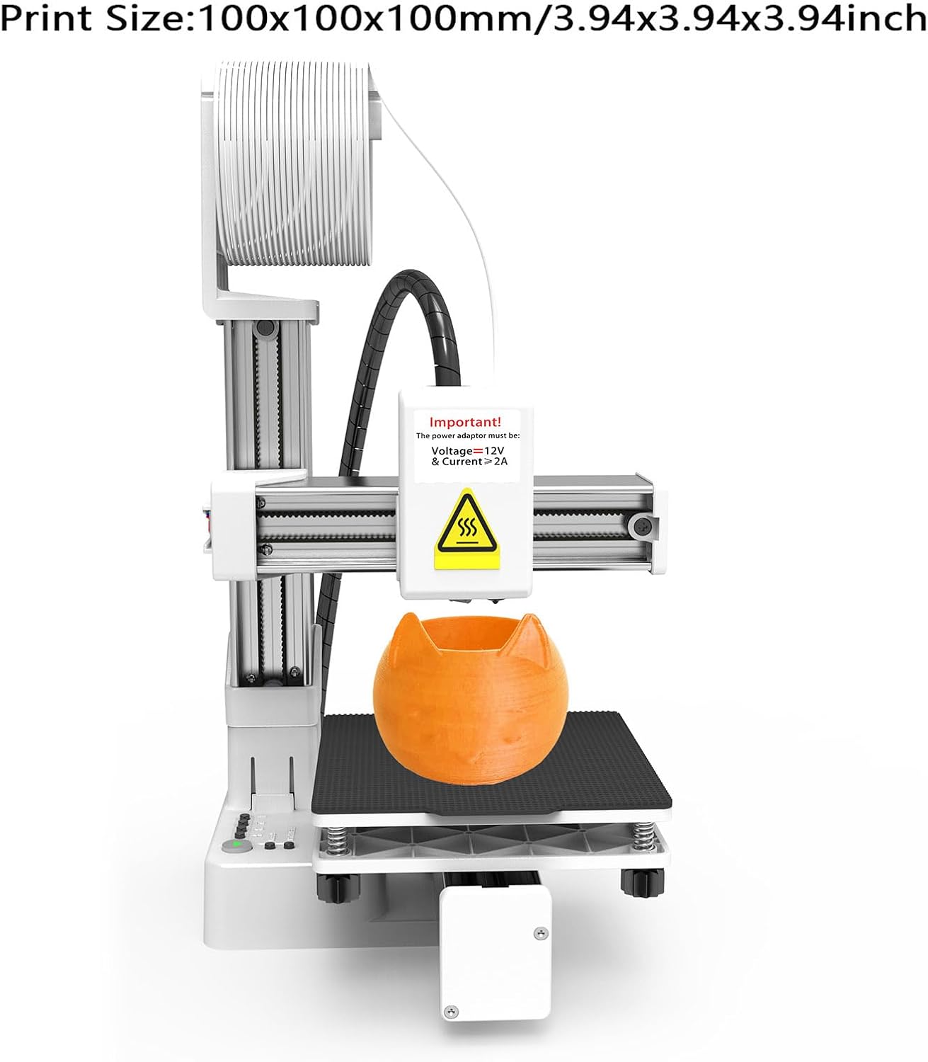 3D Printer for Beginner, 40mm s 3D Printers, 4x4x4in Printing Size, Frequency Division Multiplexing 3D Printing Machine for Home Office School (White)