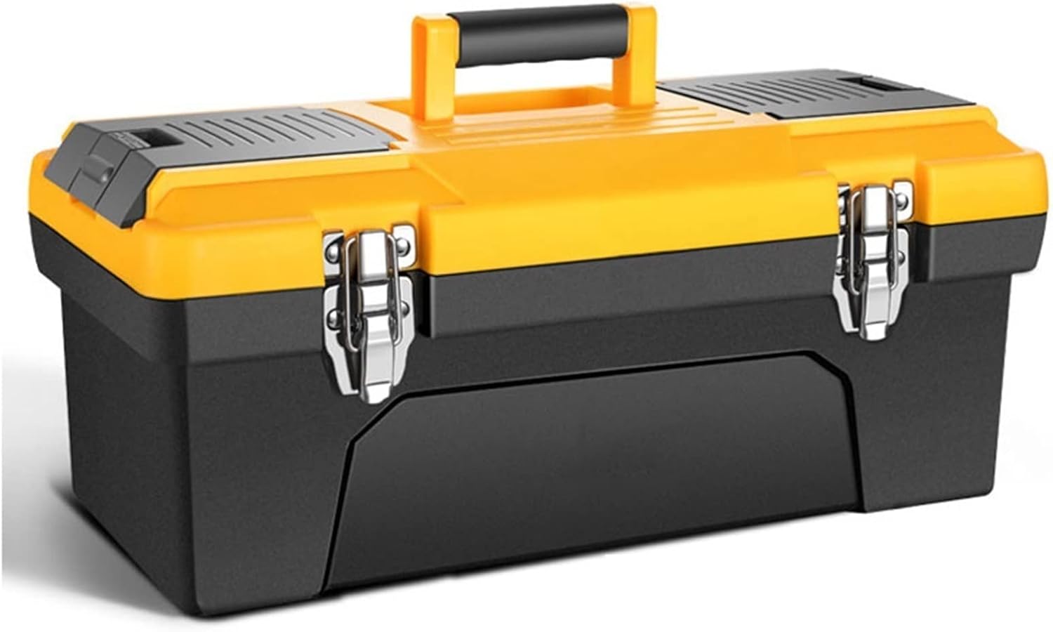Portable Tool Box Portable Tool Box Lockable Storage Tool Box Organizer with Removable Tray and Stainless Steel Double Lock, Black Small Parts Box (Size : M)