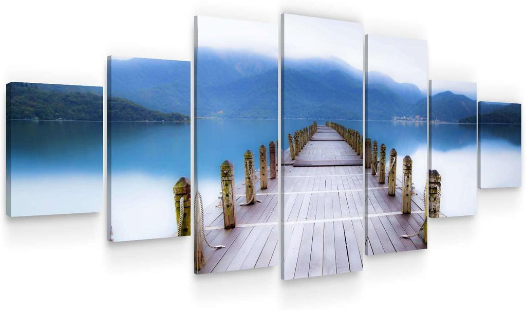 Startonight Huge Canvas Wall Art Beach Bridge - Large Framed Set of 7 40' x 95'