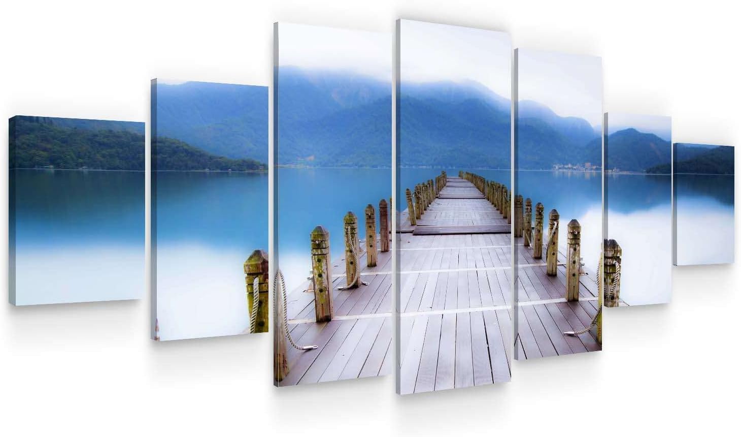Startonight Huge Canvas Wall Art Beach Bridge - Large Framed Set of 7 40' x 95'