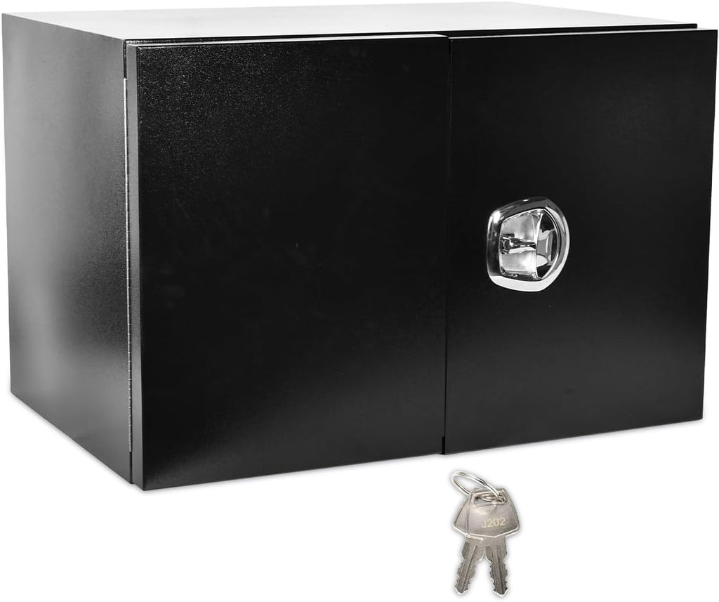 SSN 36'' Inch Black Steel Underbody Truck Box with T-Handle Latch and Barn Door,24 X 24 X 36 Inch Truck Bed Tool Box,Waterproof and Durable Toolbox,for Storage and Organization