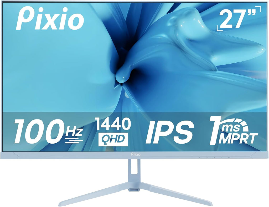 Pixio PX275 Wave Blue 27 inch 100Hz Refresh Rate QHD 1440p Resolution IPS Panel 1ms MPRT Response Time Gaming Monitor with Adaptive Sync