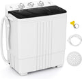 Giantex Portable Washing Machine, 20 LBS Washer & Spinner Combo with Built-in Drain Pump & Time Control, Compact Twin Tub 12 LBS Washing & 8 LBS Spin Drying for Apartment Dorm RV (Black+White)