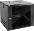 Tecmojo 9U Wall Mount Server Cabinet IT Network Rack Enclosure Lockable Door and Side Panels Black,Cooling Fan, Glass Door, 17.7inch Depth,for 19' IT Equipment, A/V Devices