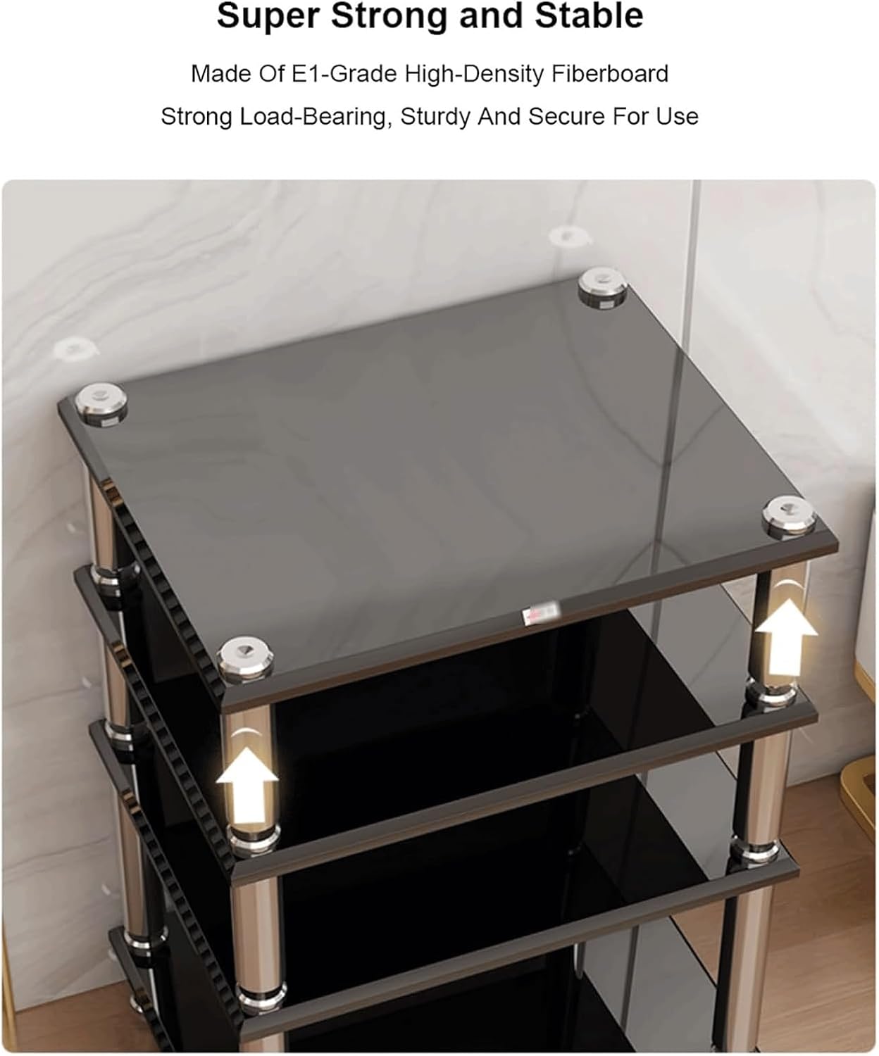 Audio Rack 1/2/3/4 Tier Stereo Rack Audio Equipment Rack Audio Open Rack Cabinet Wooden HiFi Rack AV Stand Audio-Video Shelving(Nero,1 Tier)