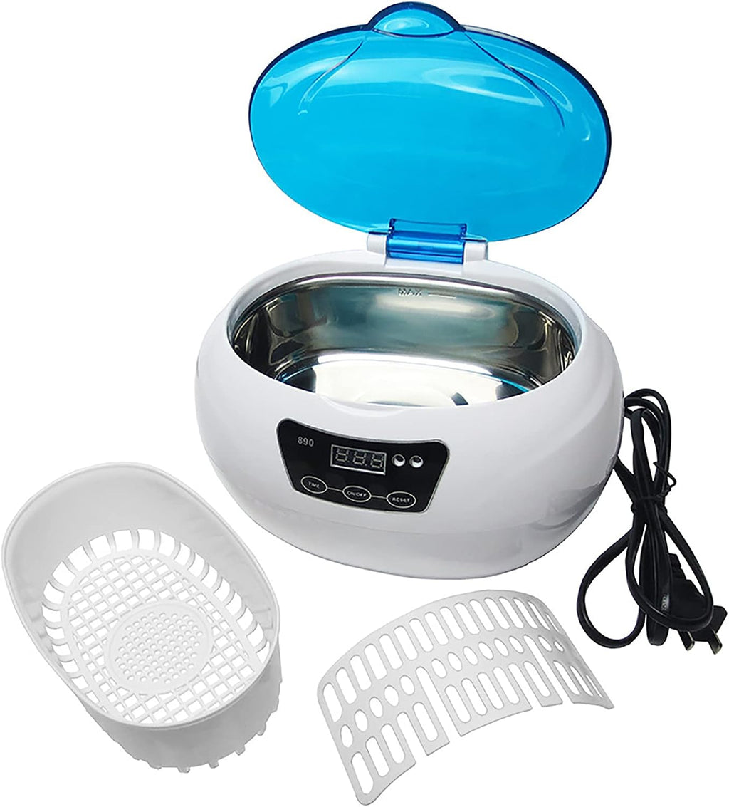 Small Household Ultrasonic Washing Machine, Digital Ultrasonic Cleaner for Jewelry Glasses Watches Ultrasound Machine Cleaning Device 40Khz 600Ml,Blue