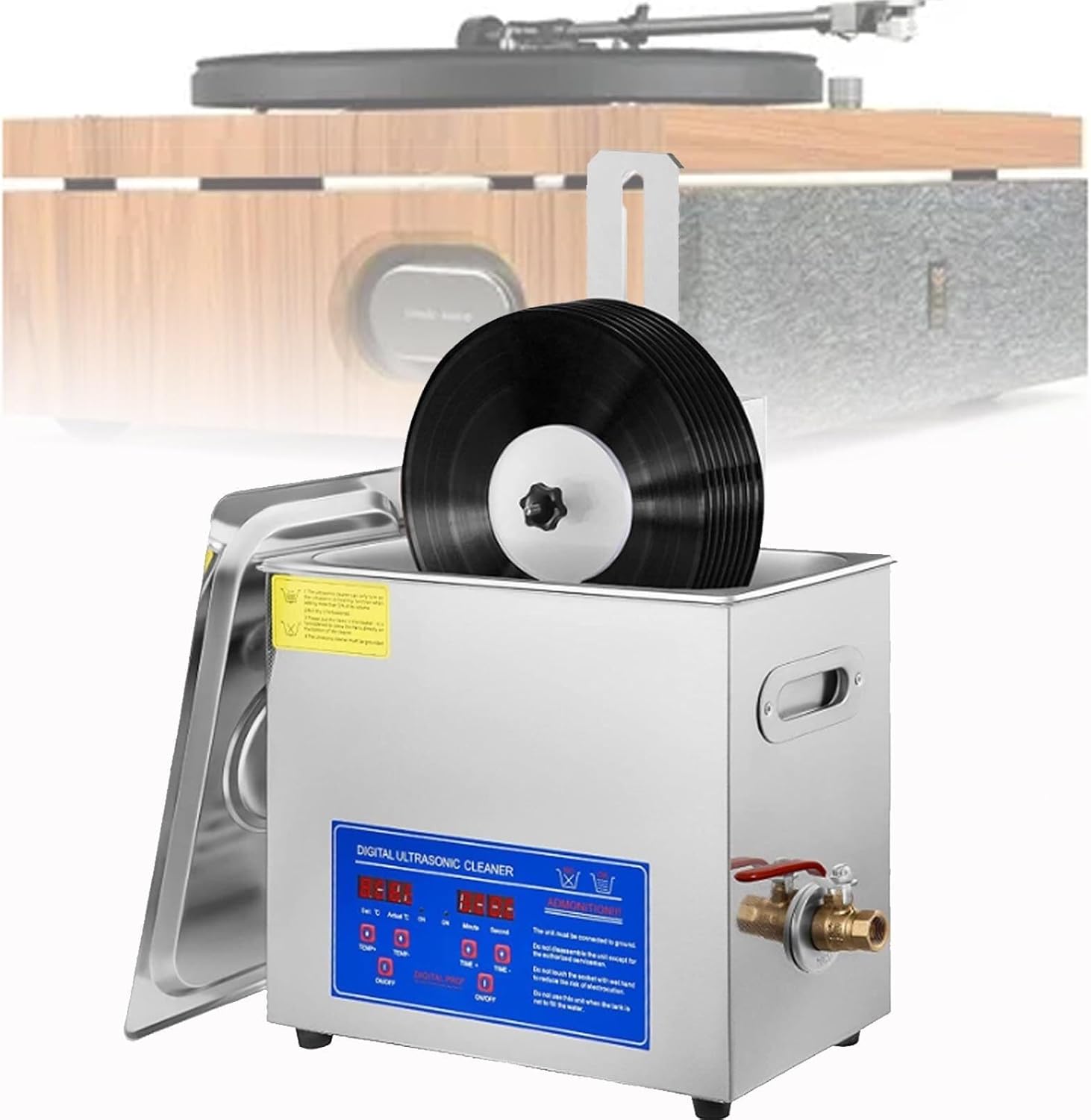 Phonograph Disc Ultrasound Washing Machine, 8 Records Vinyl Sonics Cleaner, for Ring, Commercial Ultrasonic Cleaner