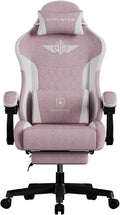 GTPLAYER Gaming Chair, Video Game Chairs with Footrest and Lumbar Support, Computer Chair for Adults with Extended Backrest, Ergonomic Reclining Silla Gamer, Linen Fabric, Pink