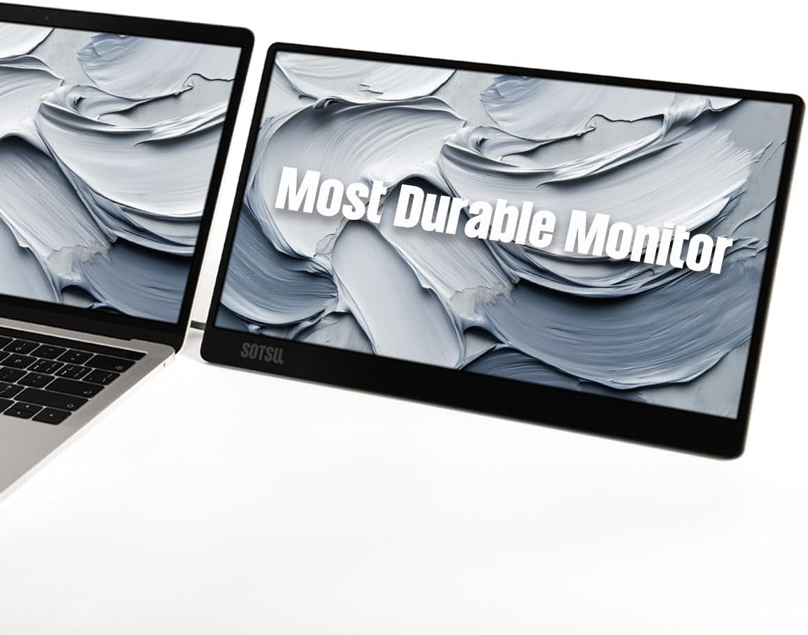 SOTSU FlipAction Go 14' Premium Portable Monitor | Full HD 1080p | 400 Nits | 100% sRGB | Robust yet Lightweight | Pivoting Landscape & Portrait Display | Tempered Glass Cover | USB-C & Mini HDMI | 5W