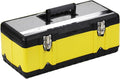 Toolbox Toolbox Thick Stainless Steel Toolbox Storage Box Metal Latch Tool Storage and Removable Tray Non-Slip Handle (4 Sizes) Tool Box(Yellow,Large)