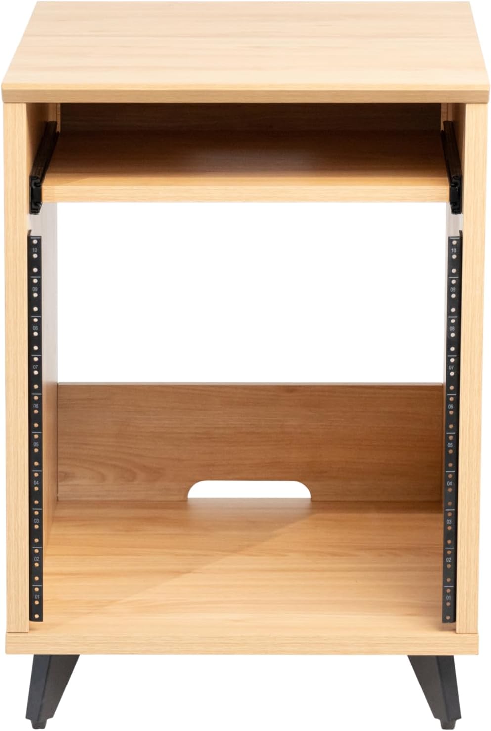 Gator Frameworks Elite Series 10U Studio Rack Desk with Slide-Out Tray and Rear Cable Passthrough, Natural Maple Finish (GFW-ELITEDESKRK-MPL)