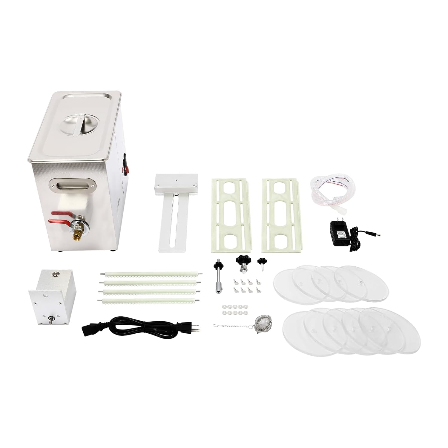 180w Ultrasonic Washing Machine, 6.5l Jewelry Vinyl Record Digital Ultrasonic Washing Machine W/Drying Rack + Ball-Shaped Basket, Adjustable Time&Temperature for Glasses, Watch.