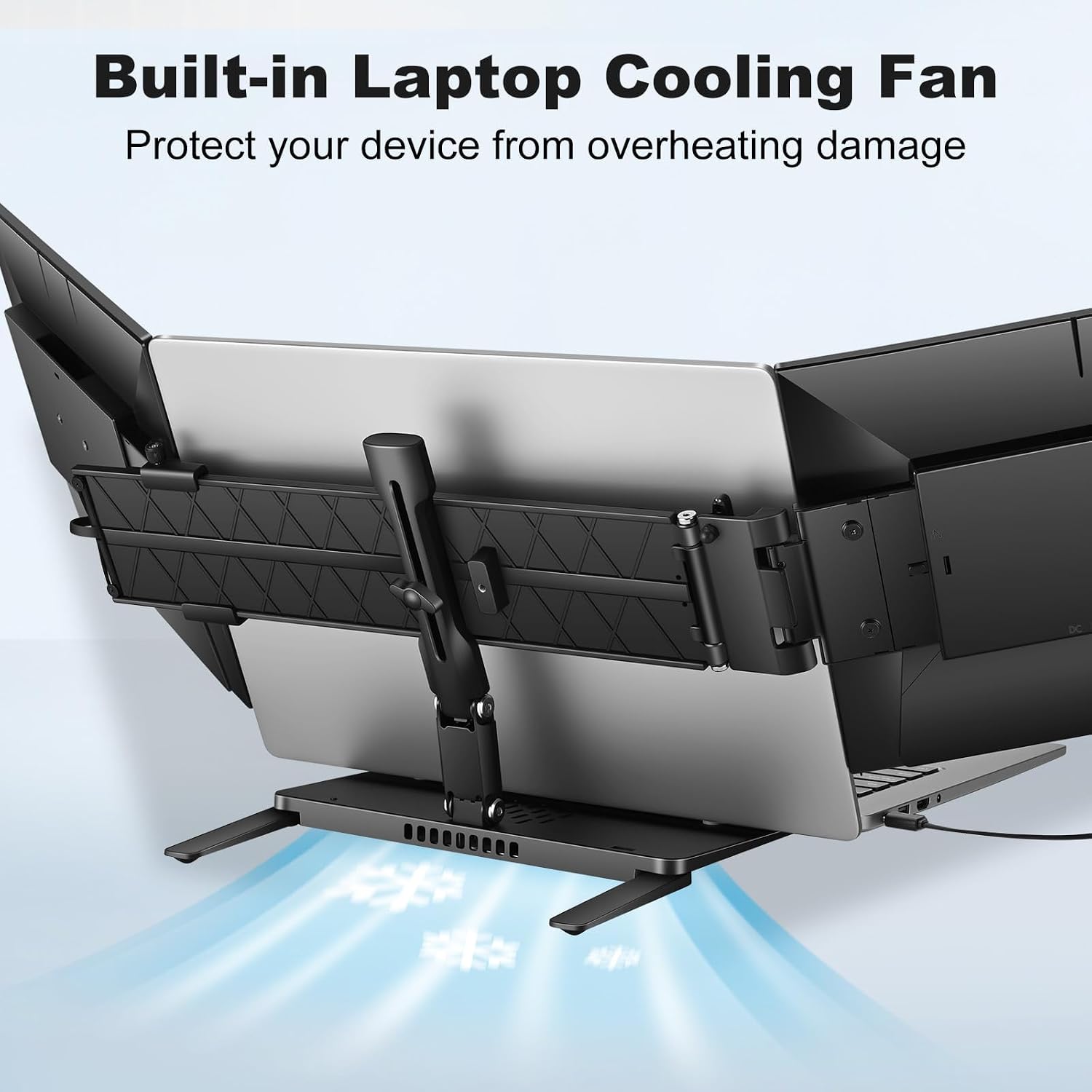 DEPGI 14' Laptop Screen Extender Built-in Cooler, 1200P FHD One Cable Connect Portable Triple Monitor, Dual Screen Monitor Fits 13'-17.3' Laptop with Stand for MacOS/Windows