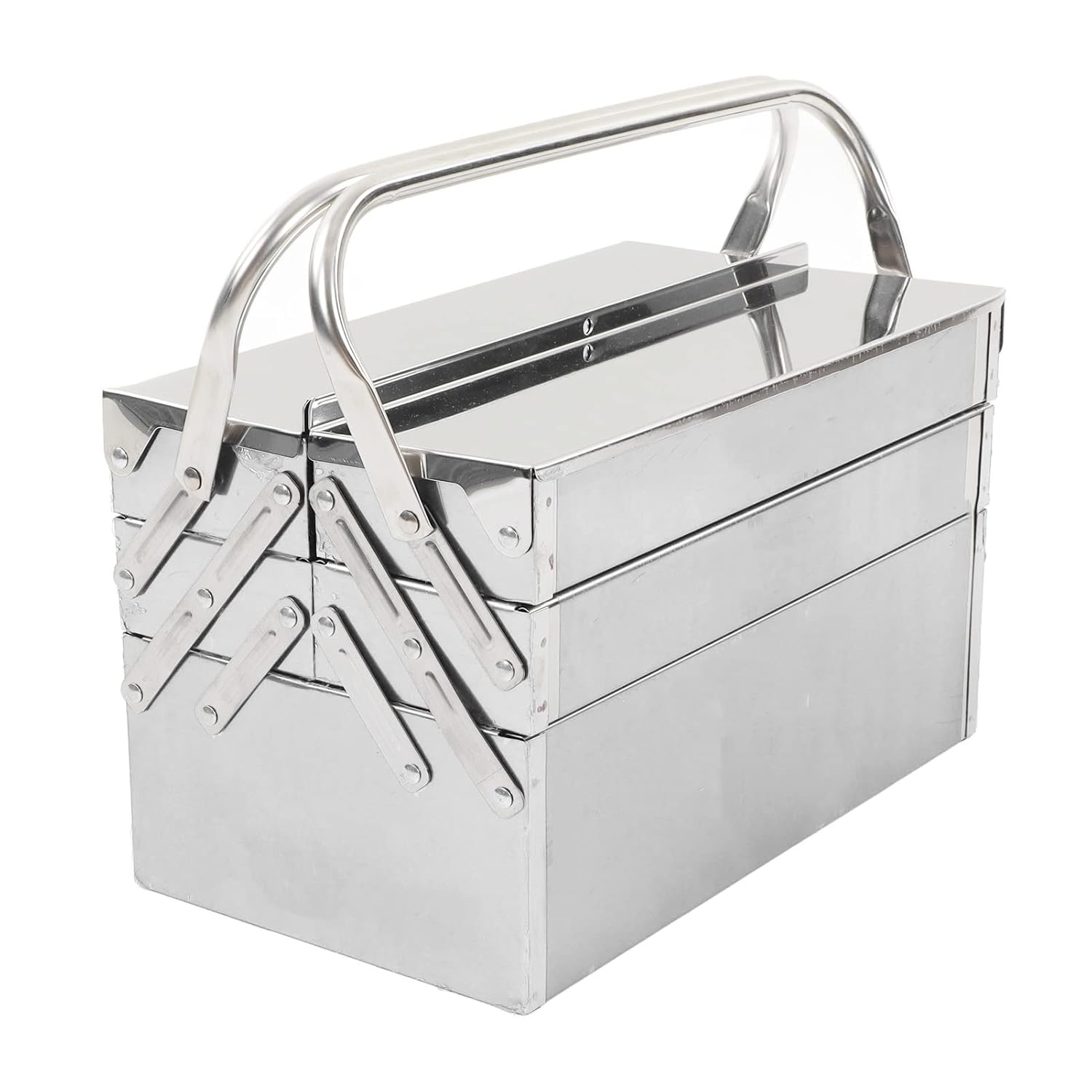 Naroote Metal Cantilever Tool Box, 3 Layer 5 Tray Rustproof Retractable Cantilever Tool Box Organizer Handheld Multifunctional for Workshops (460) (Naroote5vpfq8w6ye-13)
