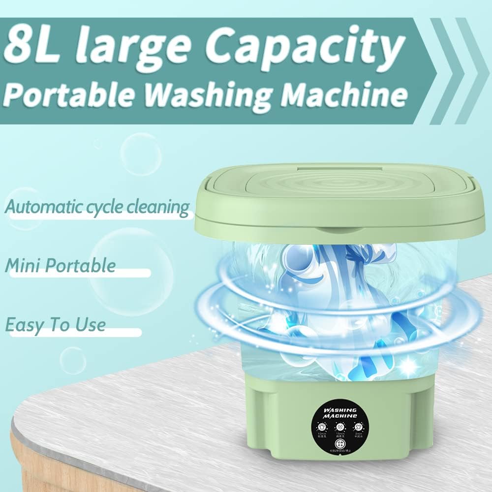 Mini Washing Machine, Foldable Ultrasonic Turbo Washing Machine，for Small Clothing,Underwear Suitable for Home, Business, Travel, College Room, RV, Apartment