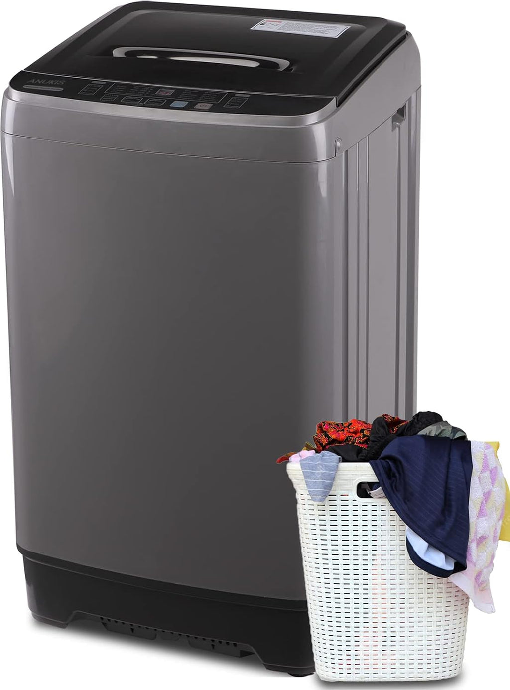 Anukis Fully Automatic Washing Machine, 13 lbs Capacity Compact Laundry Washer with Drain Pump 10 Wash Program & 8 Water Levels for Apartment, Dorm-Grey