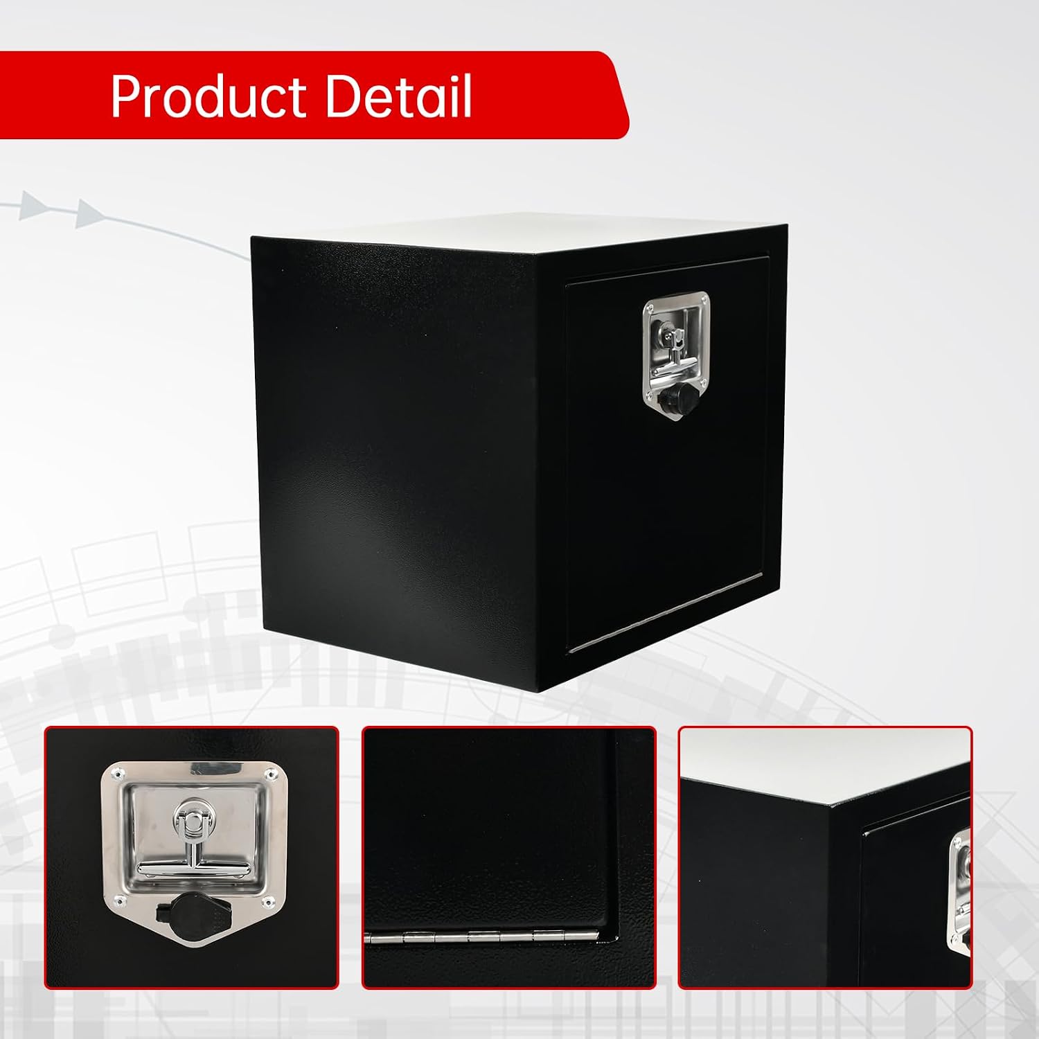 18'' Inch Steel Underbody Truck Tool Box & T-Handle Latch Heavy Duty For Trucks Trailers RV ATV Pickup Trucks Flatbeds Organization Storage Job Tool Chest -18'(L) x 14'(W) x 16'(H) Black