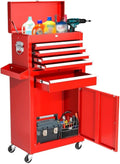 Tool Box Portable Rolling Tool Chest with Detachable Top Box and Lockable Wheels | Heavy Duty Tool Cabinet with Drawer Liners, for Garage, Warehouse & Repair Shop Tool Storage(Red)