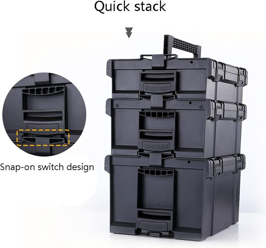 Portable Tool Box Portable Tool Box Organizers, Stackable Plastic Storage Toolbox, Multifunction Tool Case Organizer for Outdoor Home Small Parts Box (Size : L)